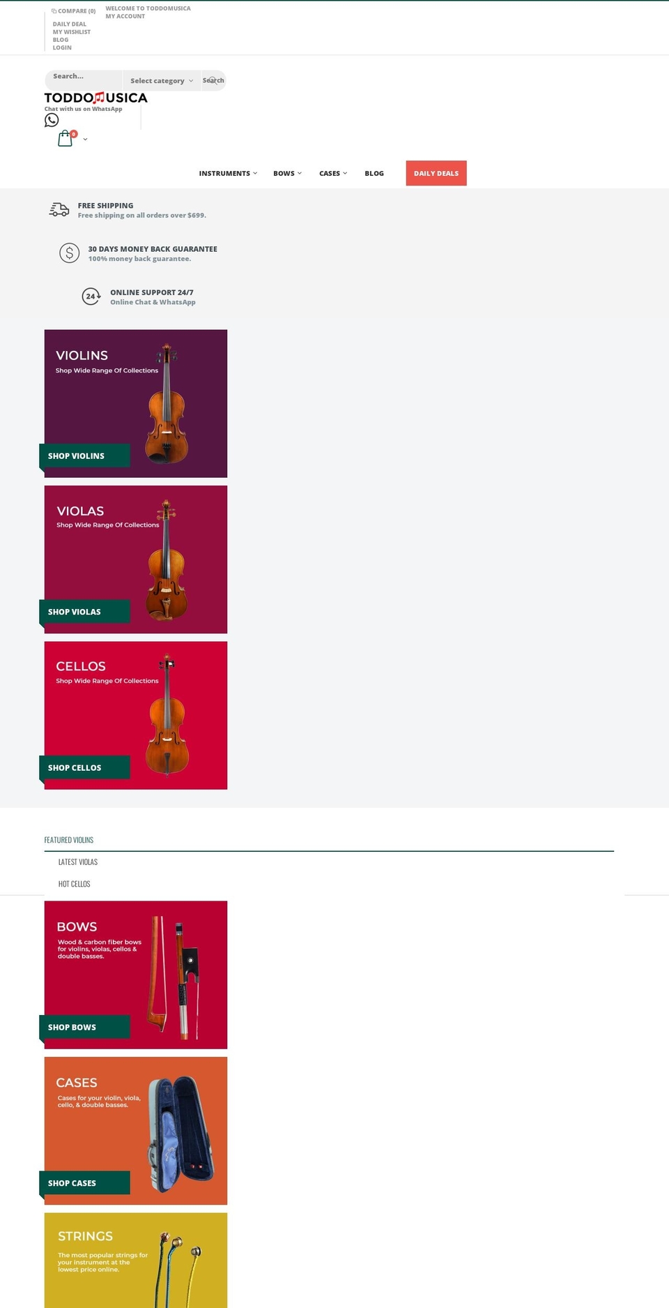 toddomusica.com shopify website screenshot