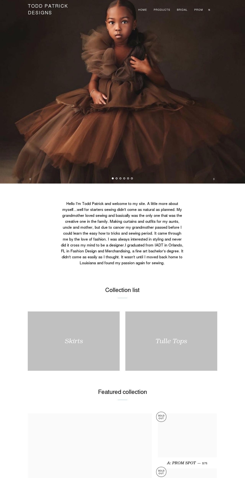toddpatrickdesigns.com shopify website screenshot