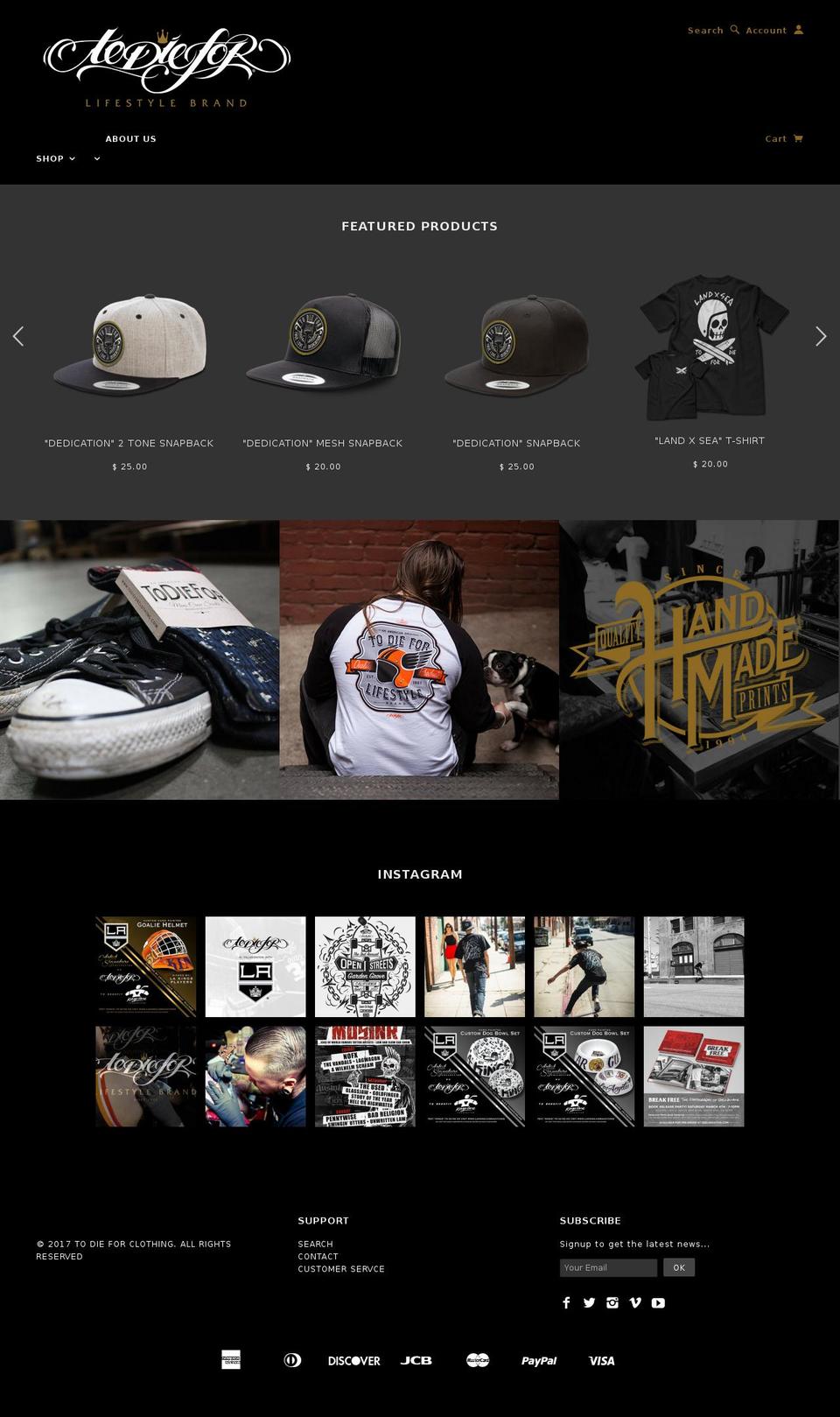 todieforclothing.com shopify website screenshot
