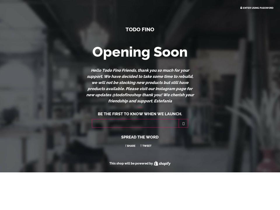 todofinoshop.com — Shopify storefront screenshot