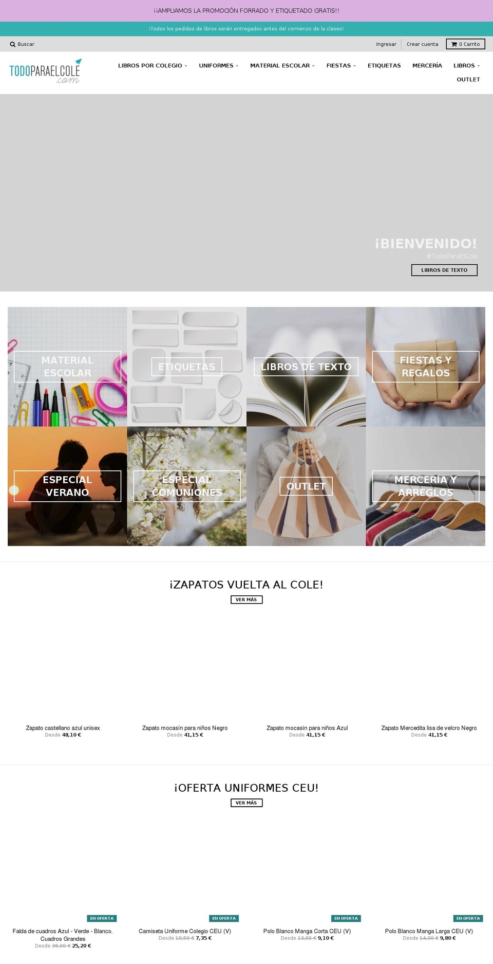 todoparaelcole.com — Shopify storefront screenshot