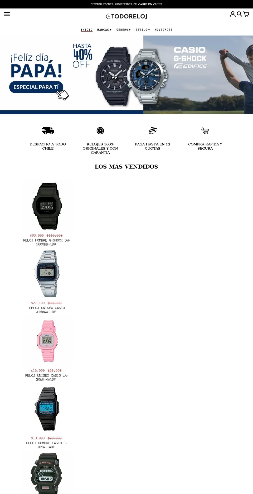 todoreloj.cl shopify website screenshot