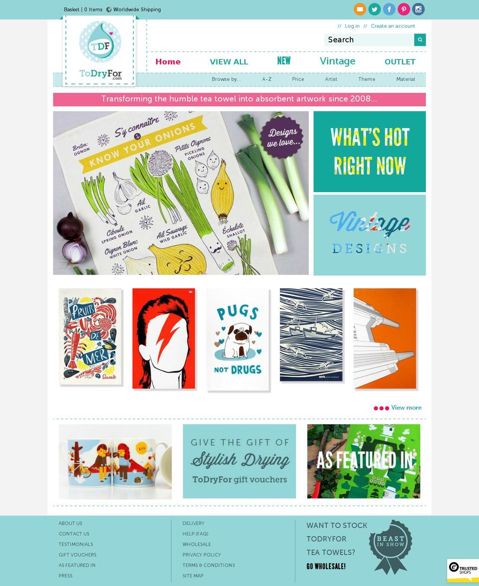 ToDryFor Theme Shopify theme site example todryfor.org