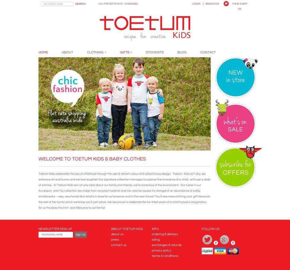 toetumkids.com shopify website screenshot