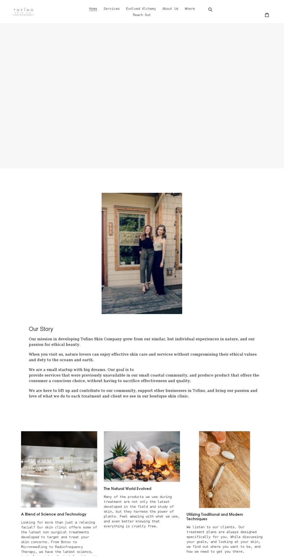 tofinoskincompany.com shopify website screenshot