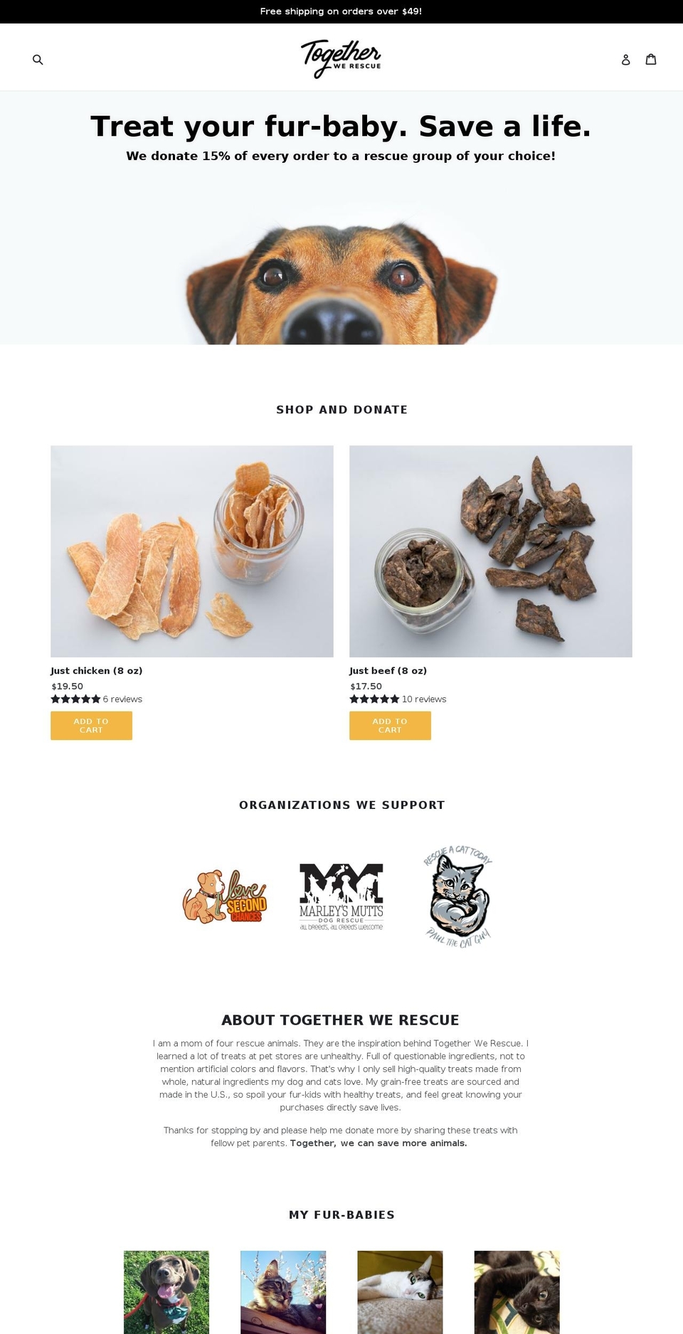 togetherwerescue.com — Shopify storefront screenshot