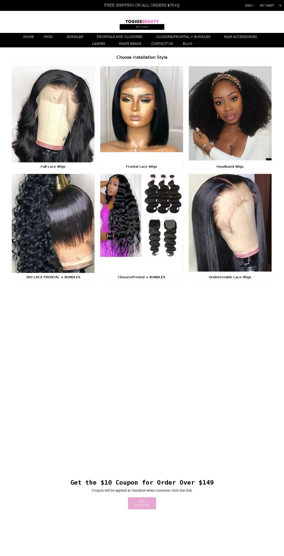 togiosbeauty.com shopify website screenshot