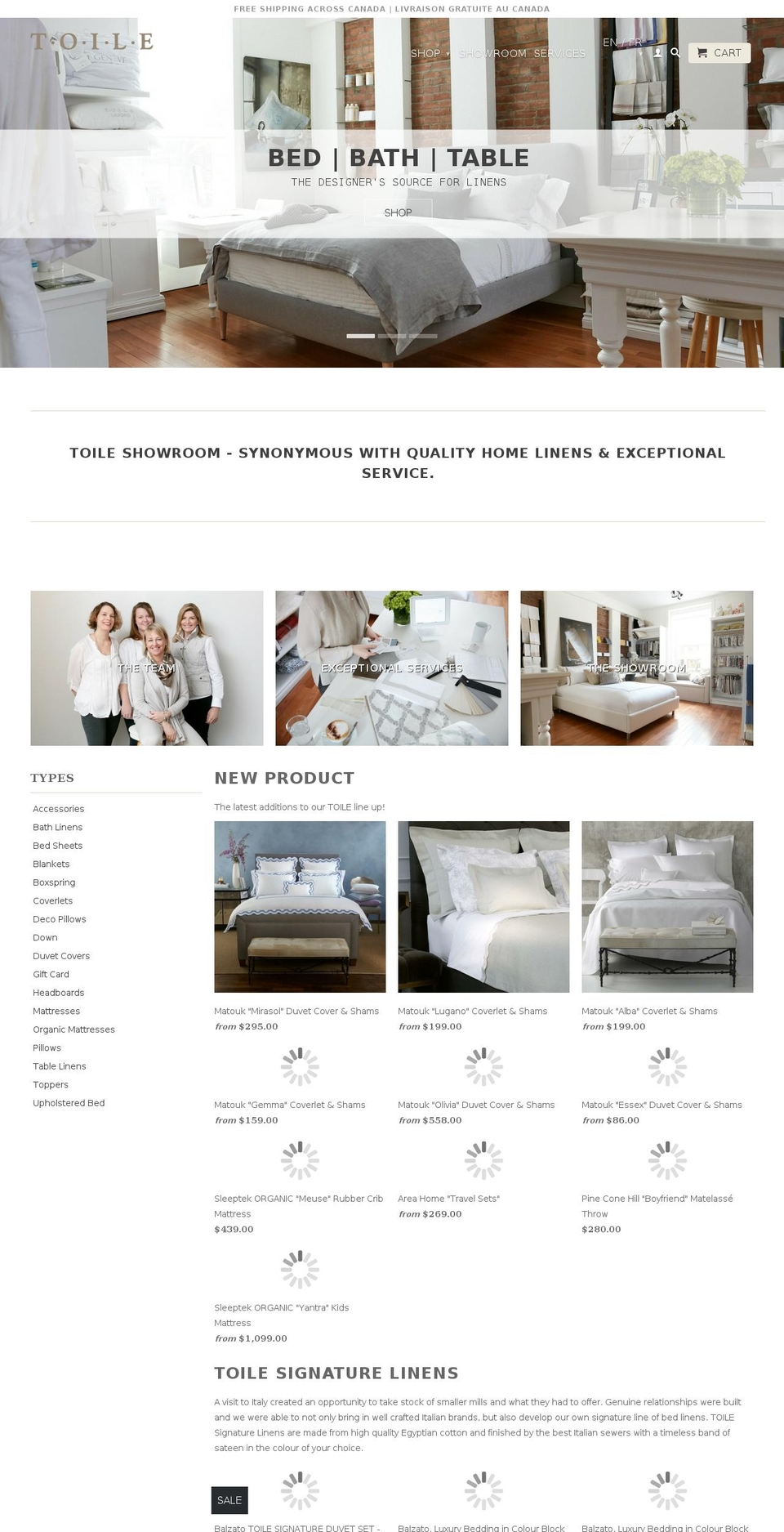 toileshowroom.com shopify website screenshot