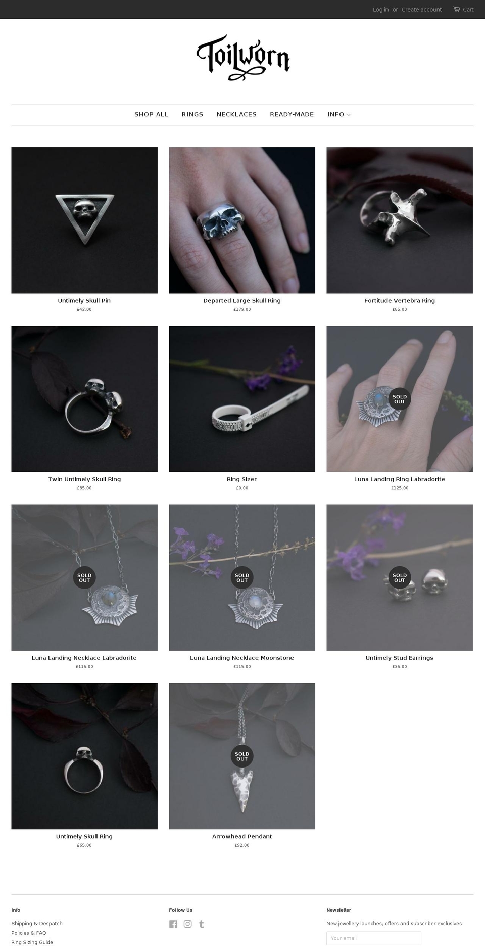 toilworn.com shopify website screenshot