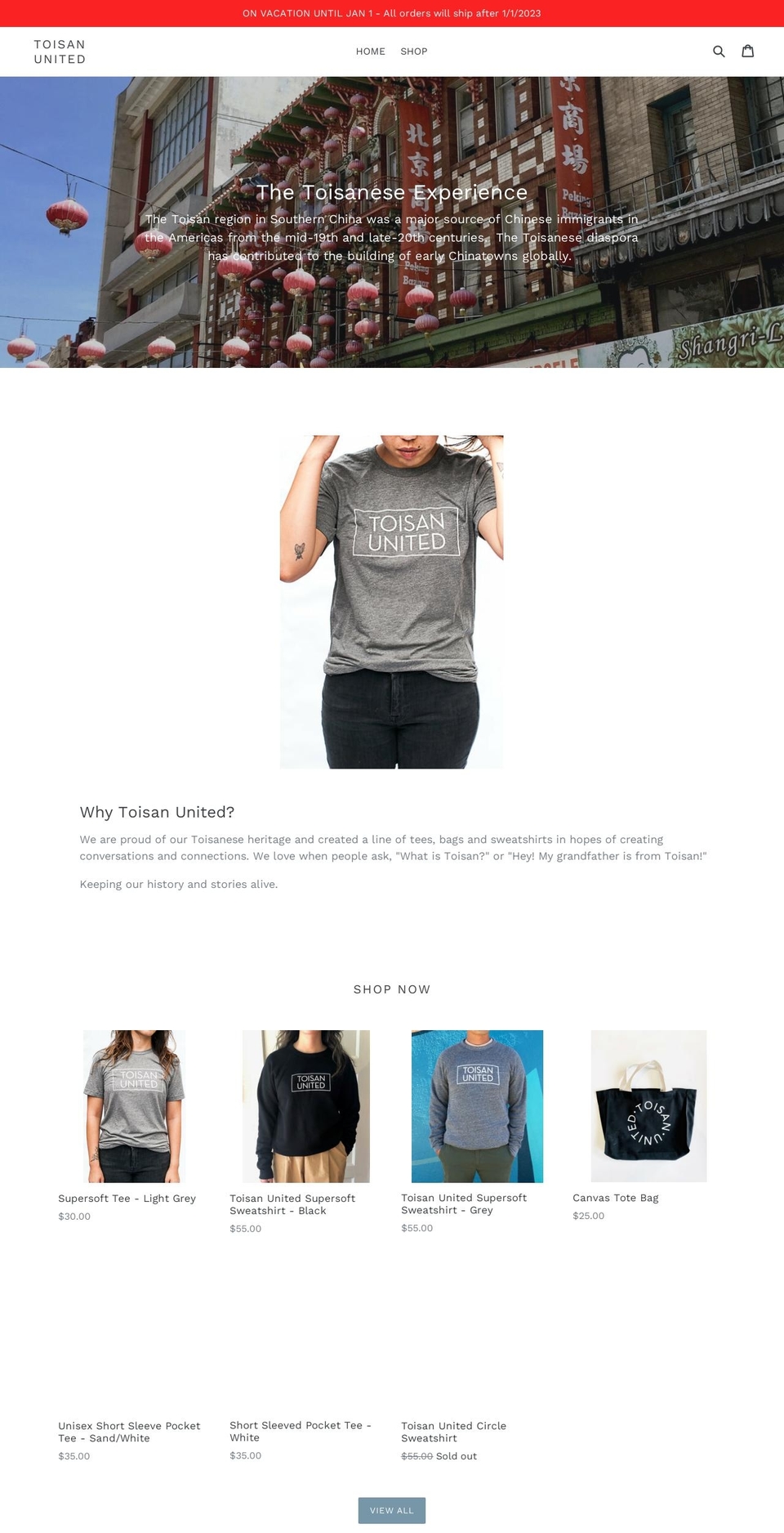 toisanunited.com shopify website screenshot