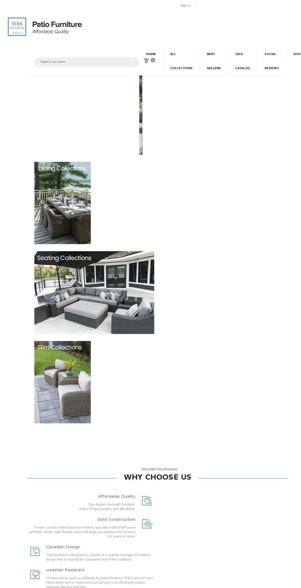 toja.furniture shopify website screenshot