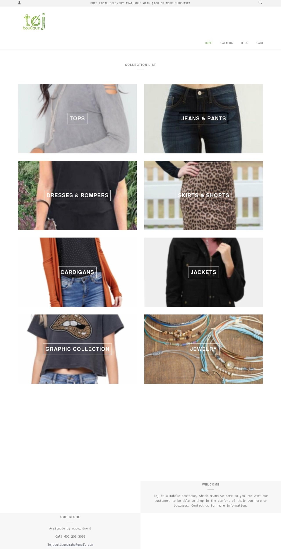 tojboutique.com shopify website screenshot