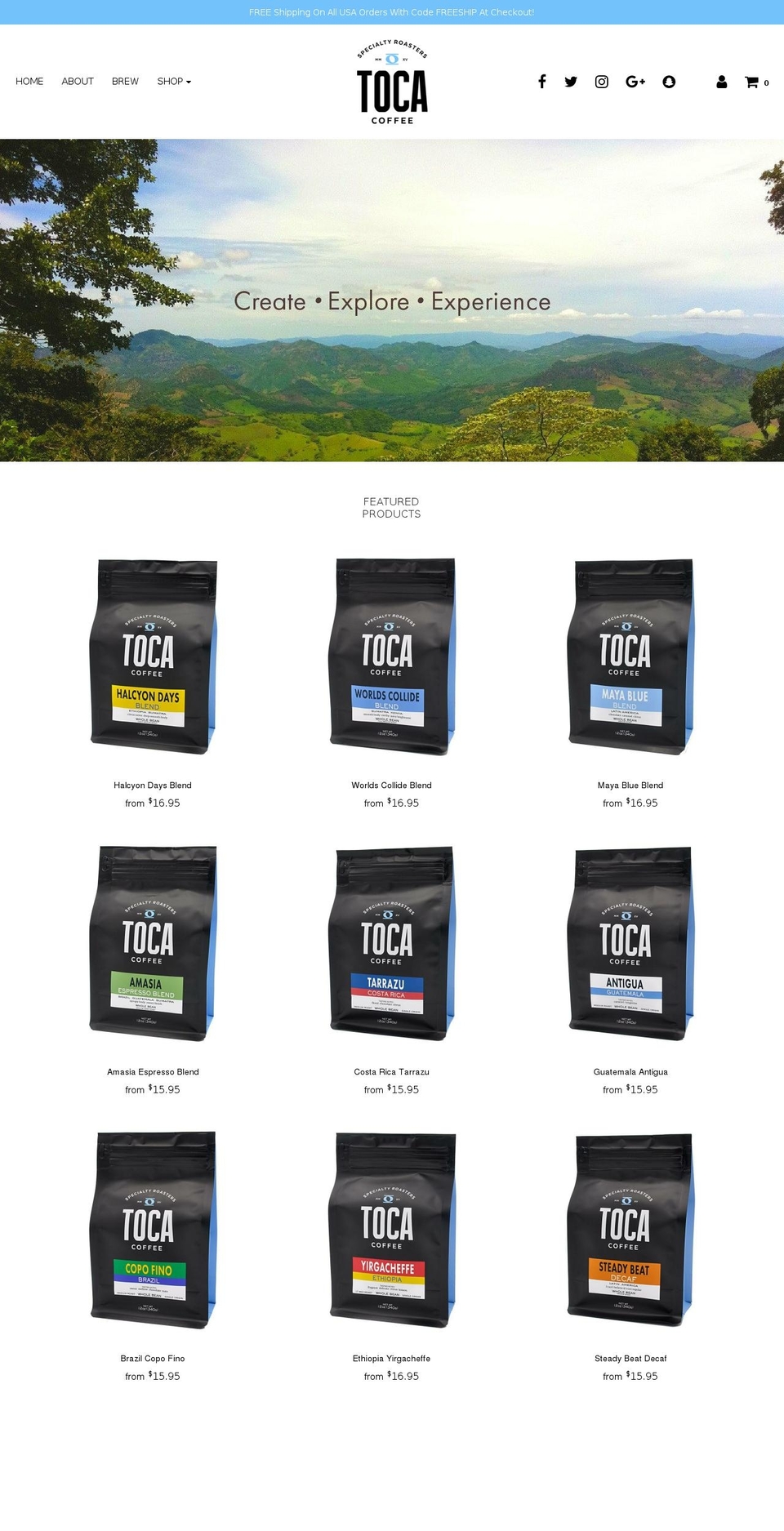 tokacoffee.com — Shopify storefront screenshot