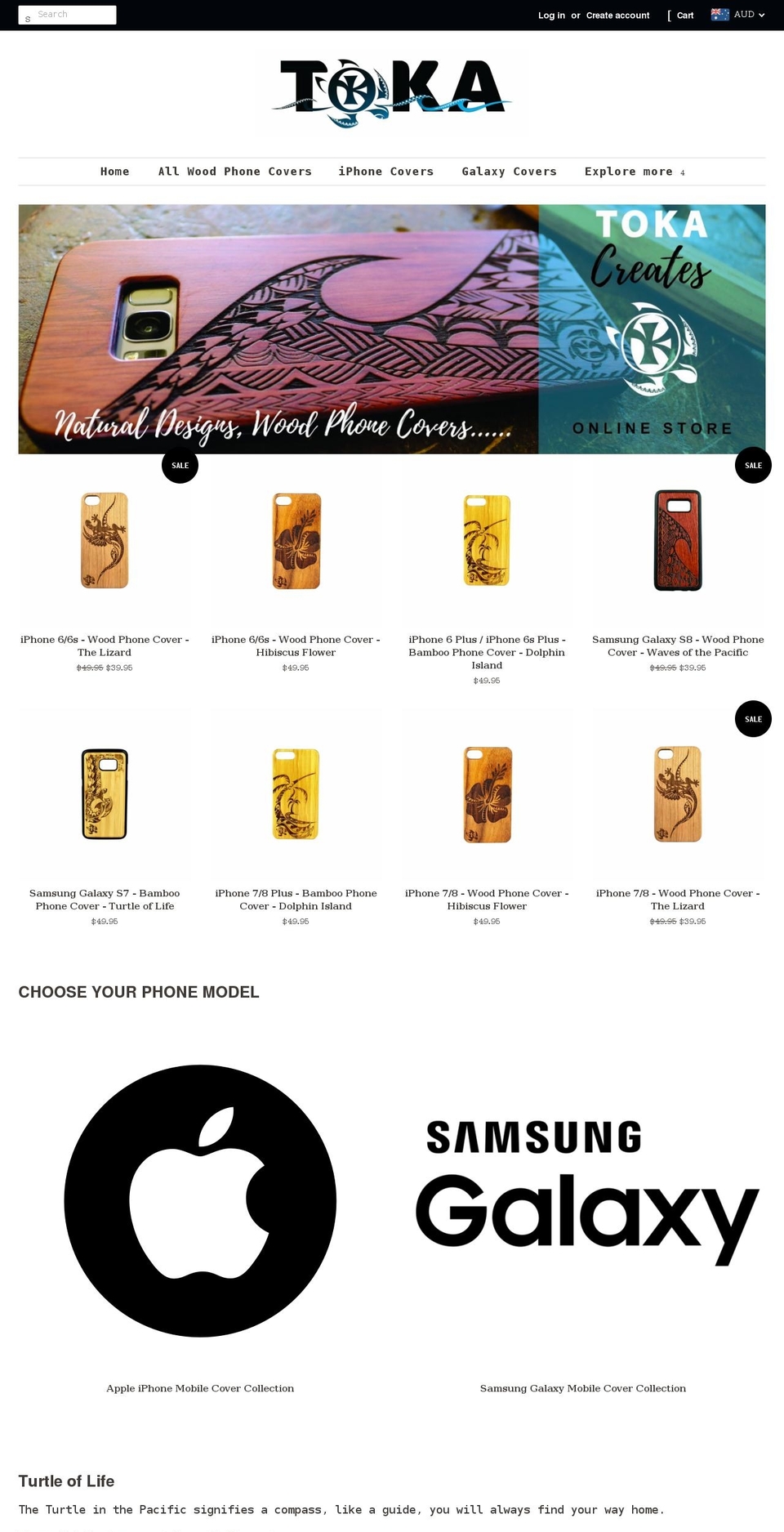 tokacreates.com — Shopify storefront screenshot