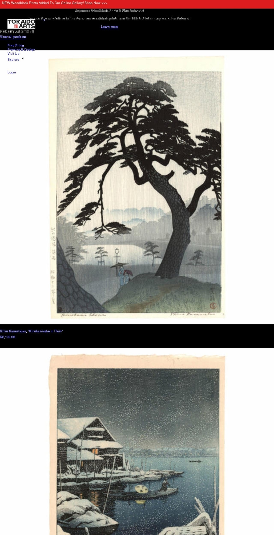 tokaidoarts.com shopify website screenshot