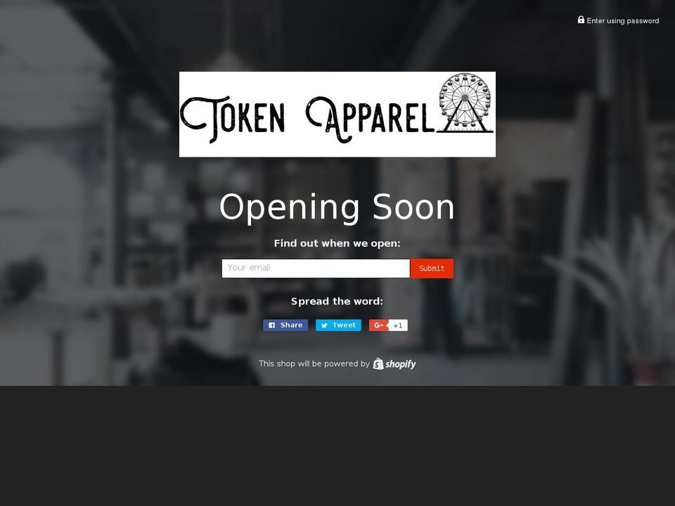 tokenapparel.com shopify website screenshot