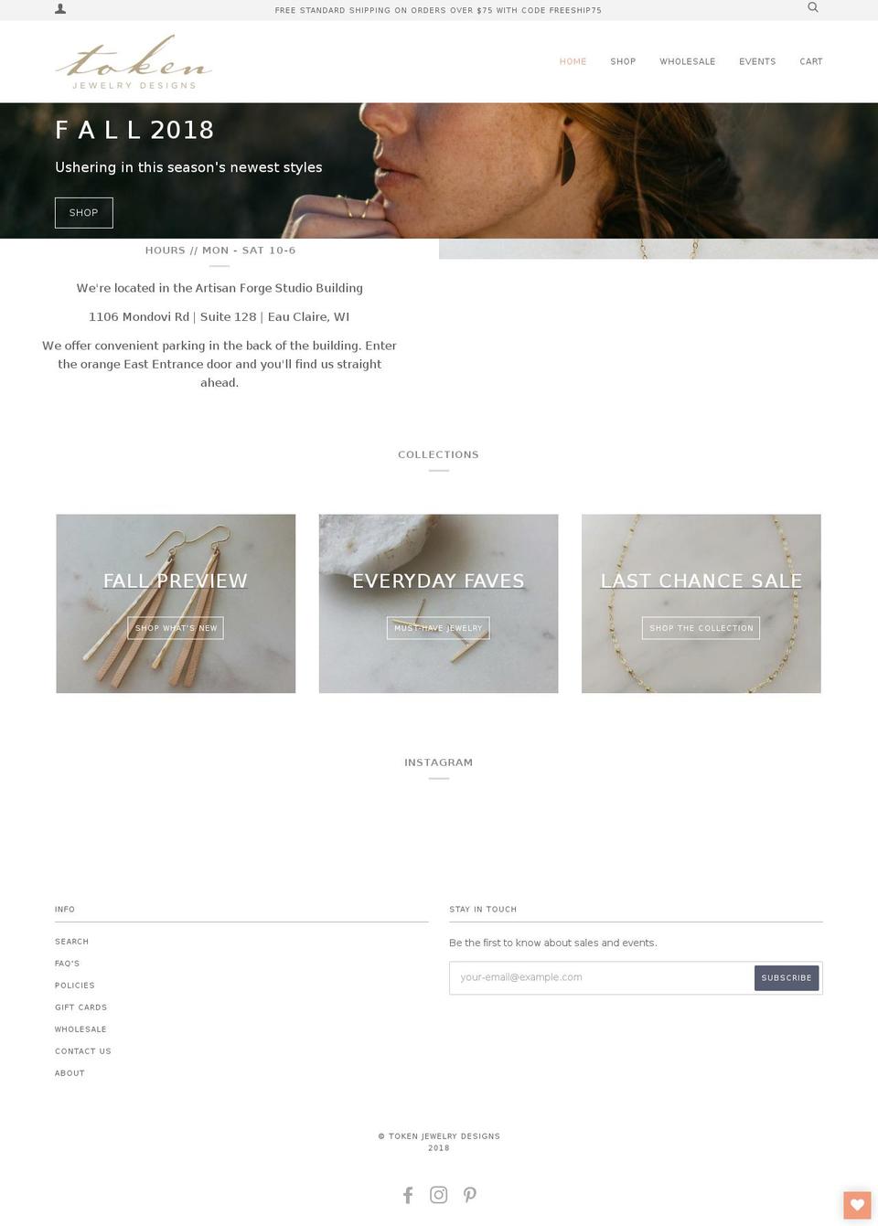tokenjewelry.com — Shopify storefront screenshot