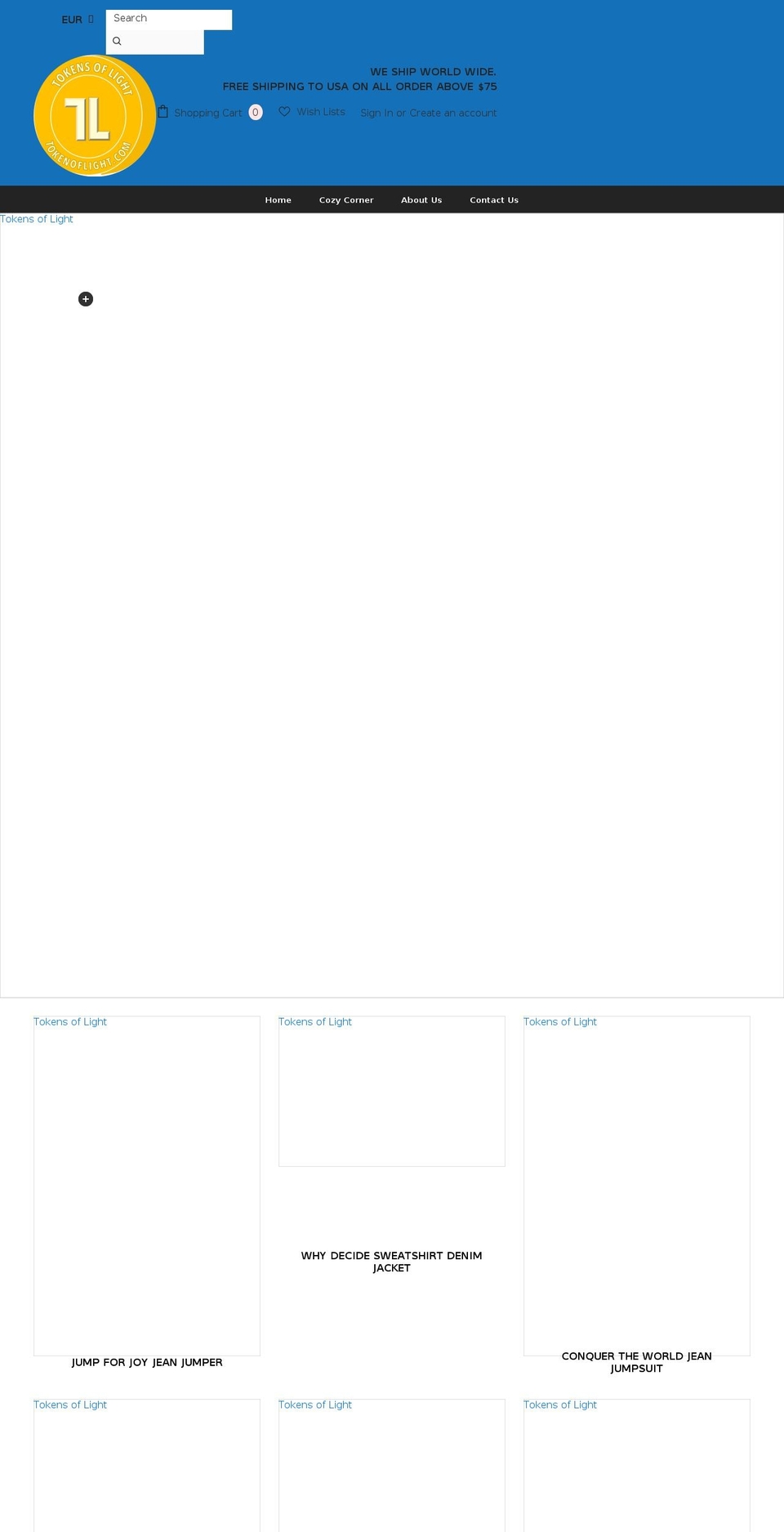 tokenoflight.com shopify website screenshot