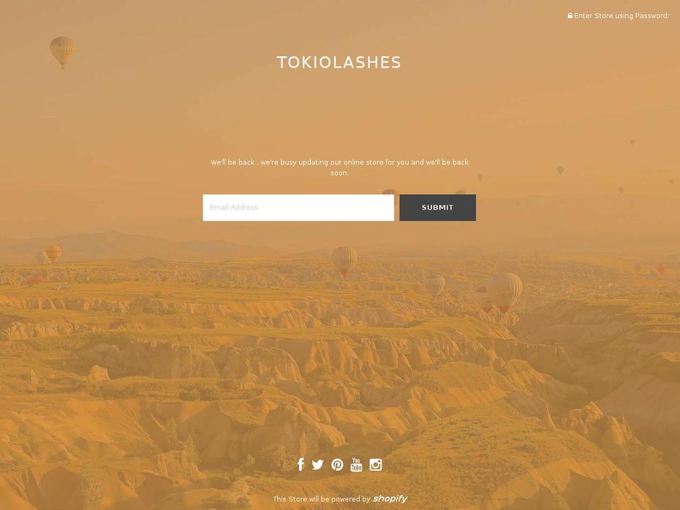 tokiolashes.com shopify website screenshot