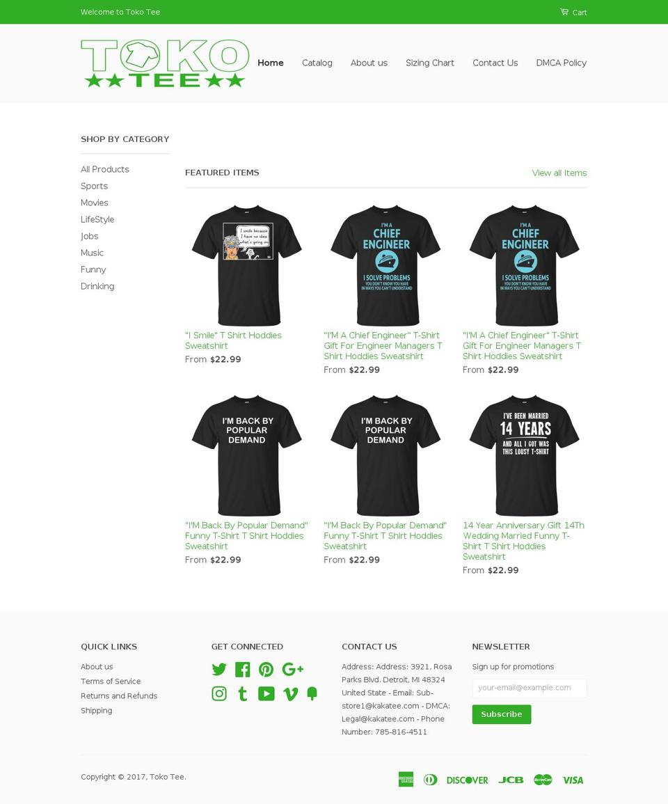 z-theme-lada Shopify theme site example tokotee.com