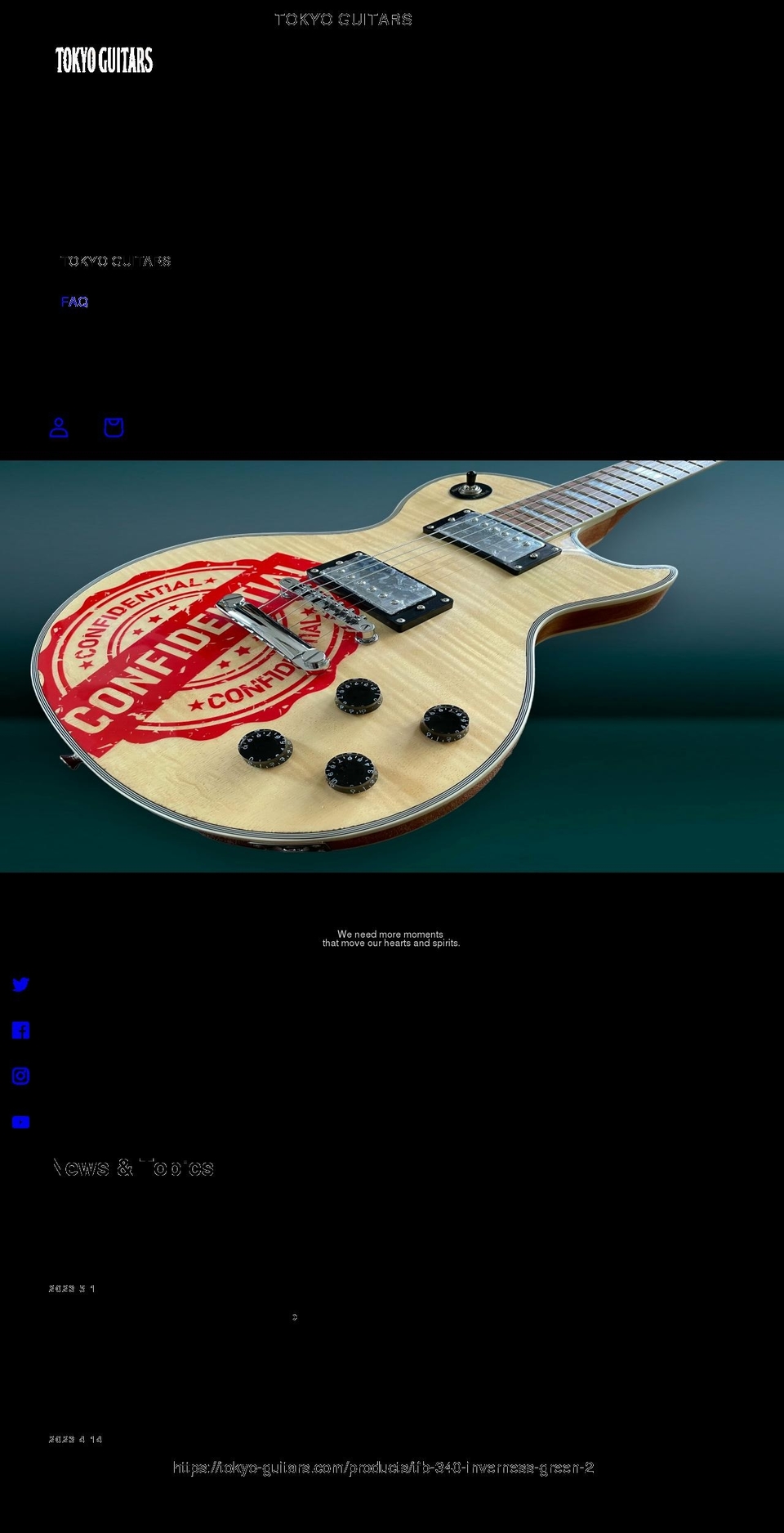 tokyo-guitars.com shopify website screenshot