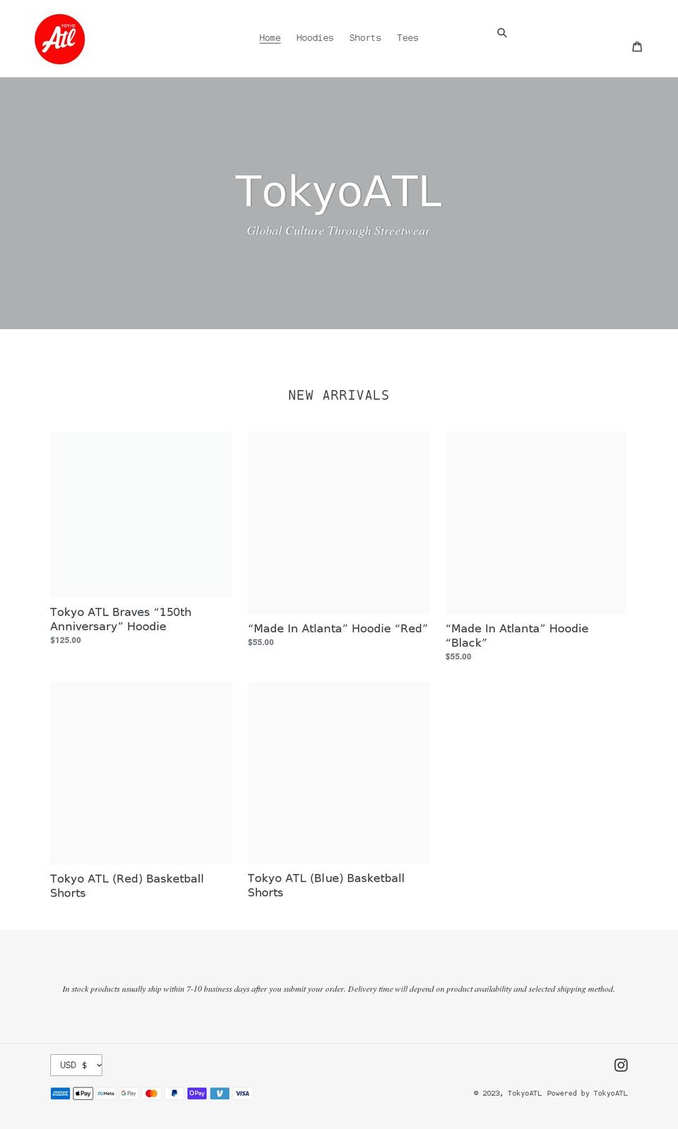 tokyoatl.com shopify website screenshot