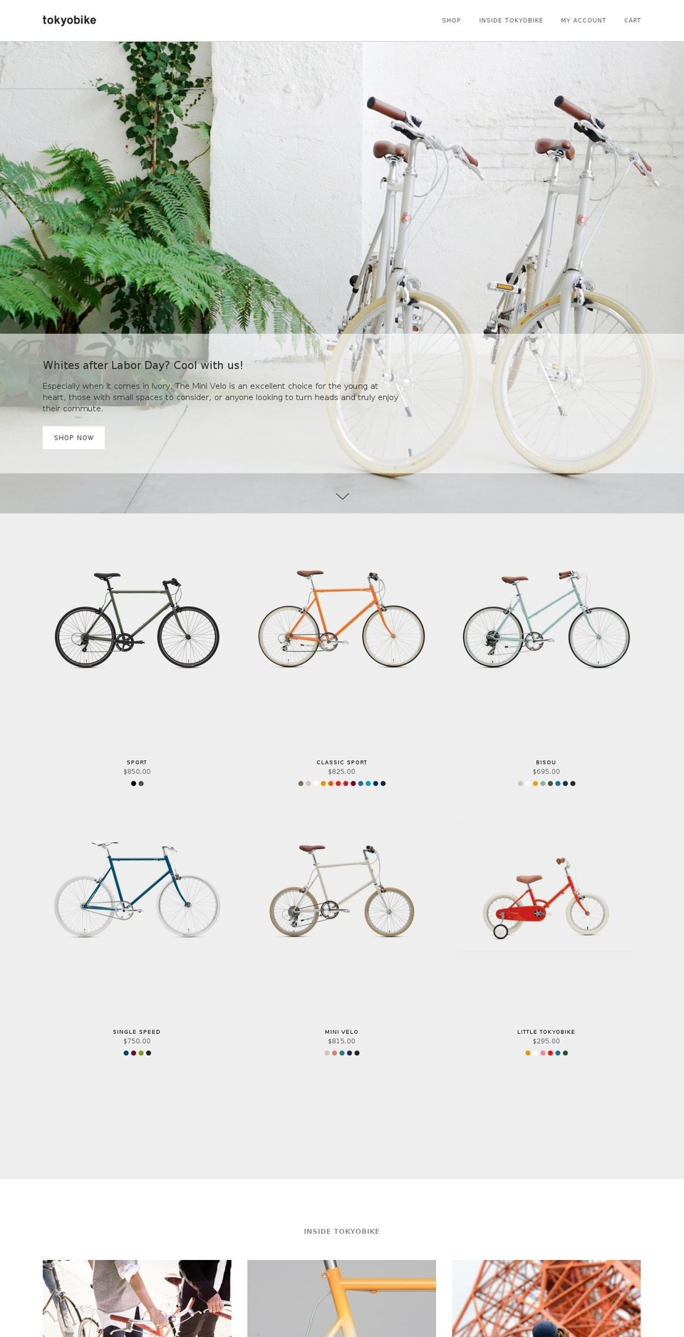 tokyobike.us shopify website screenshot