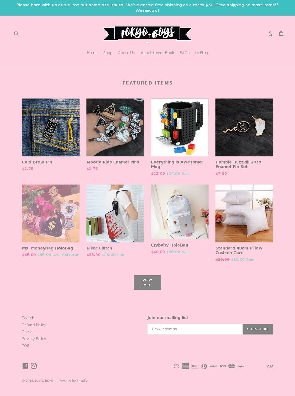 tokyoboysclub.com — Shopify storefront screenshot