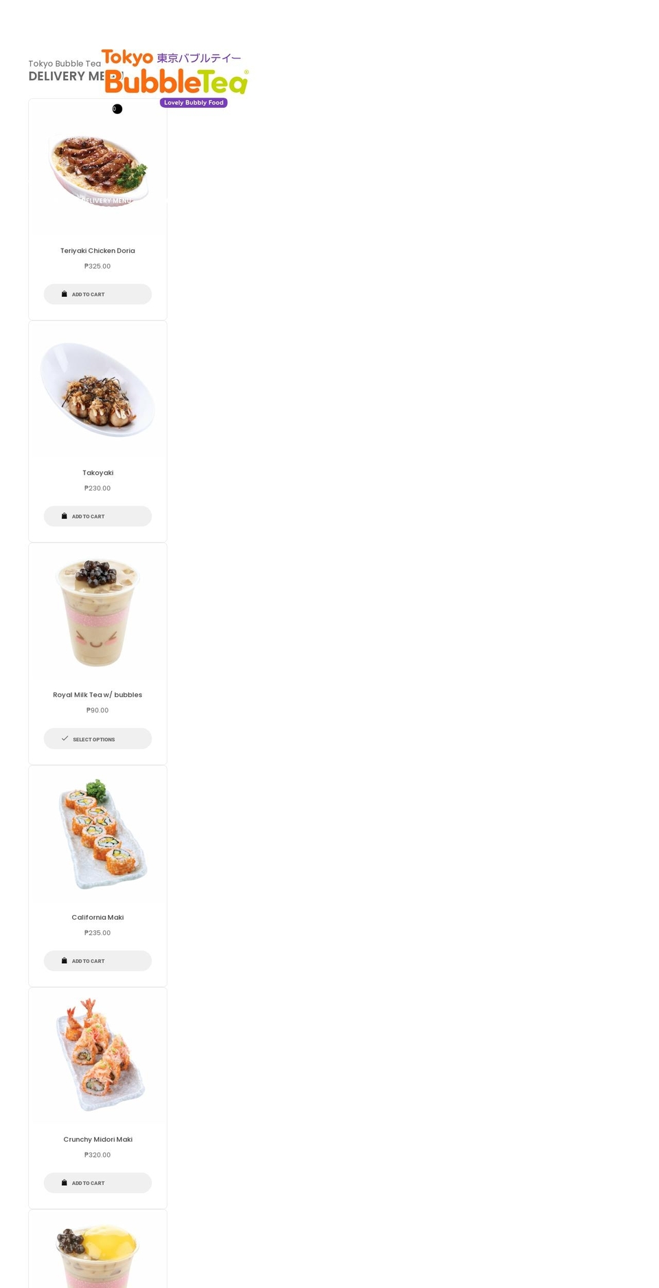 tokyobubbletea.com shopify website screenshot