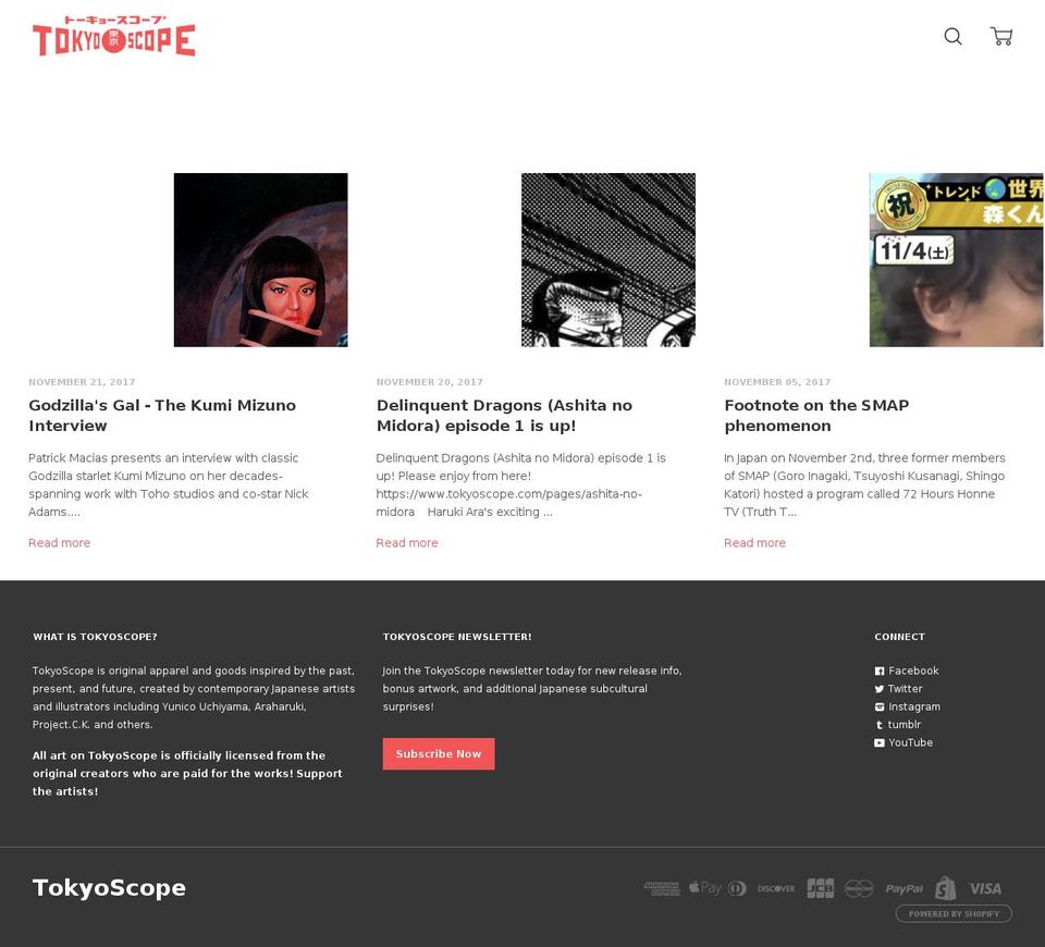 tokyoscope.com — Shopify storefront screenshot