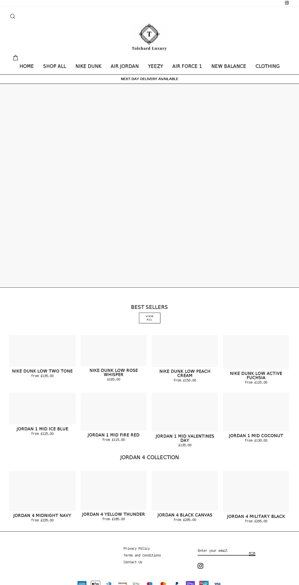 tolchardluxury.com shopify website screenshot