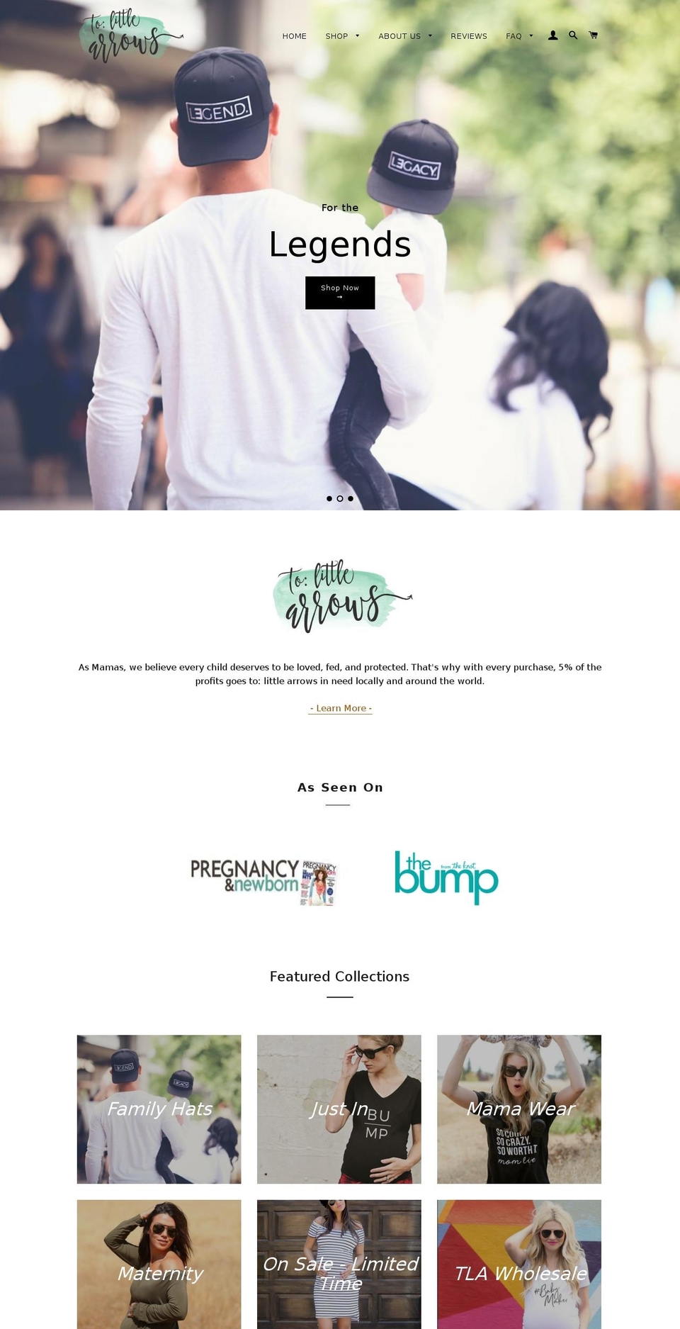 tolittlearrows.com shopify website screenshot