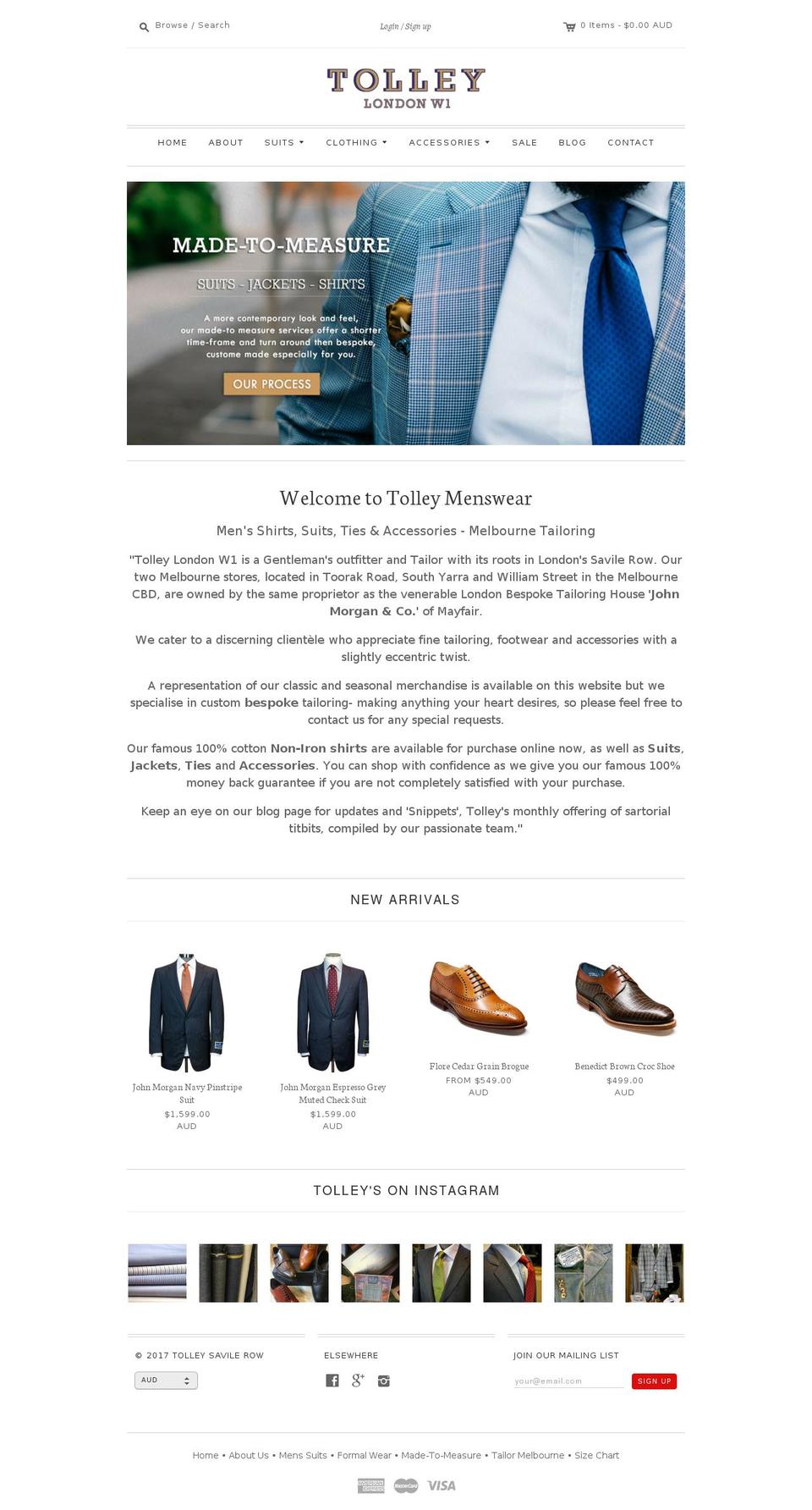 tolleysavillerow.com shopify website screenshot