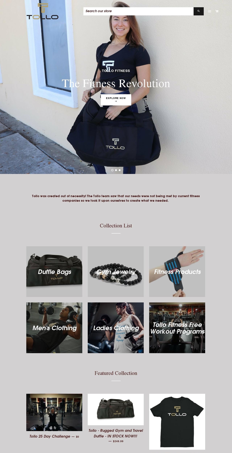 tollofitness.com — Shopify storefront screenshot