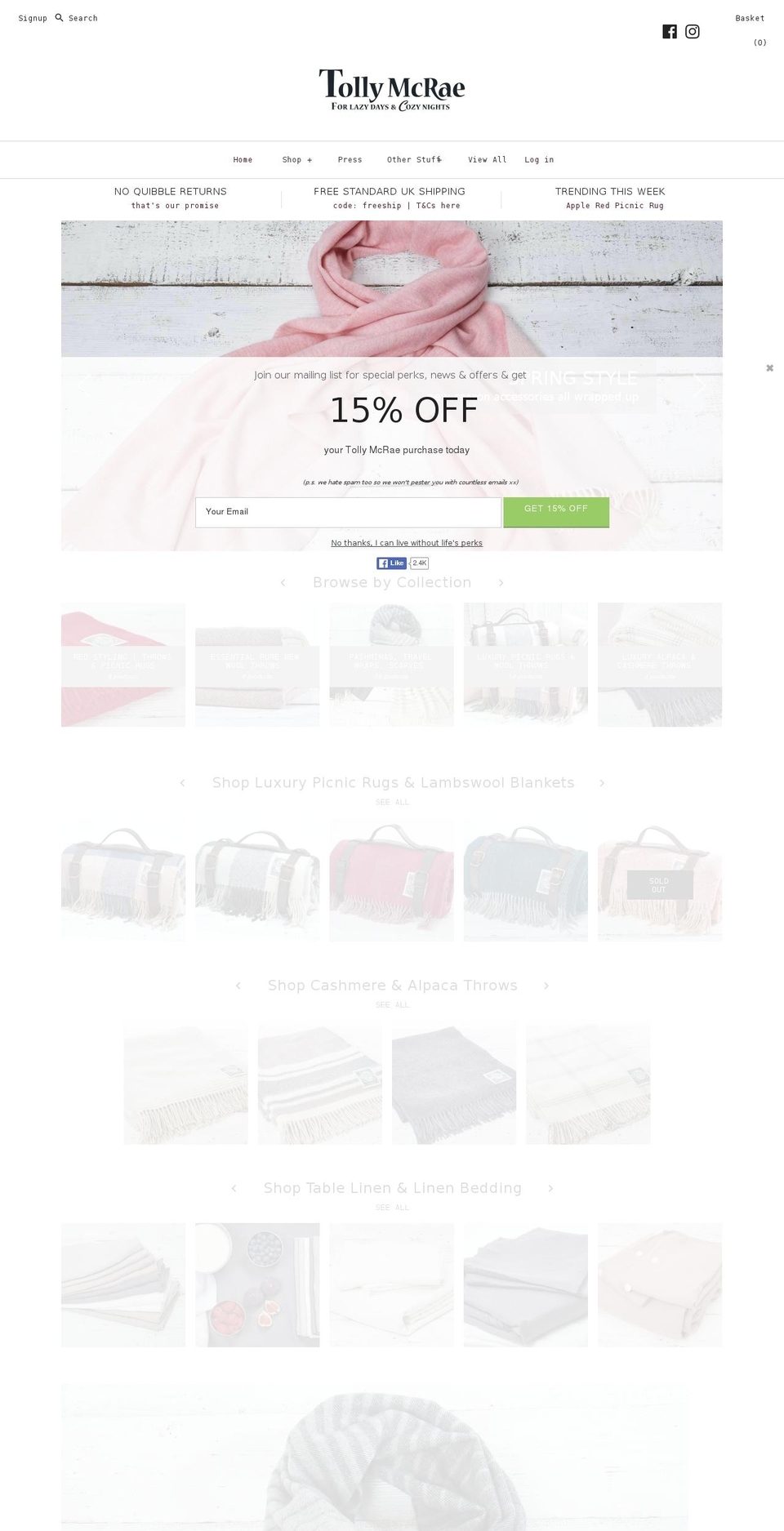 tollymcrae.com shopify website screenshot