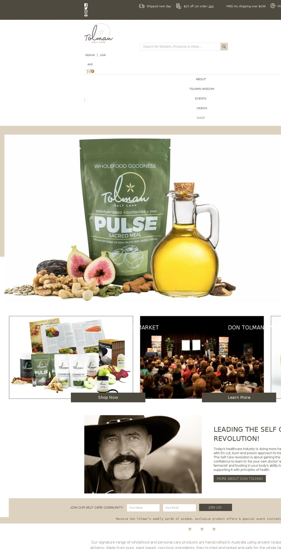 tolmanselfcare.com — Shopify storefront screenshot
