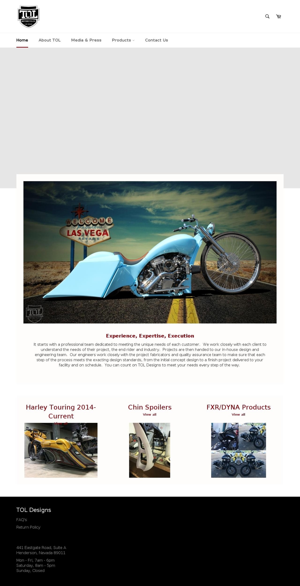 tolmotorcycles.com shopify website screenshot