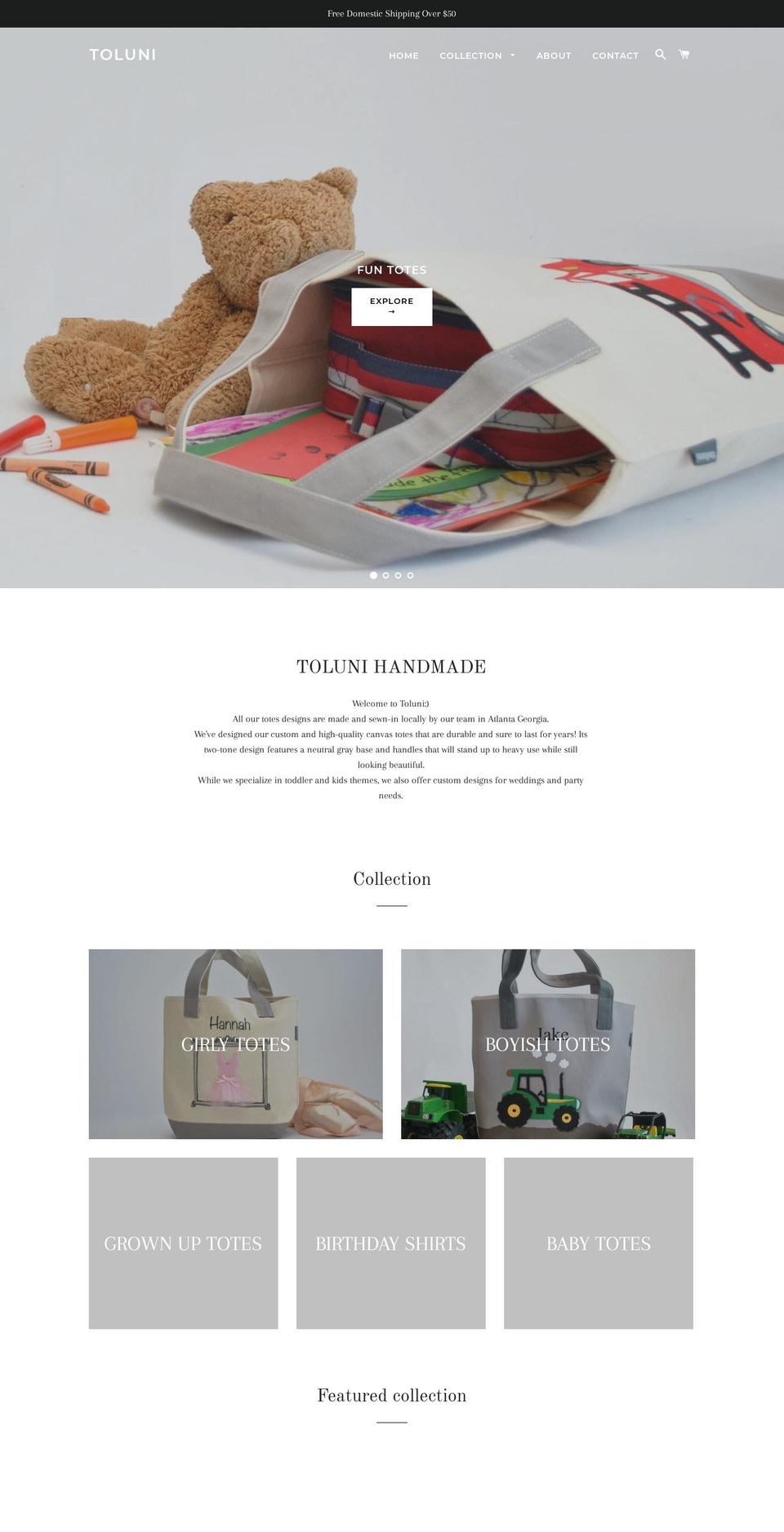 Wholesale Shopify theme site example toluni.com