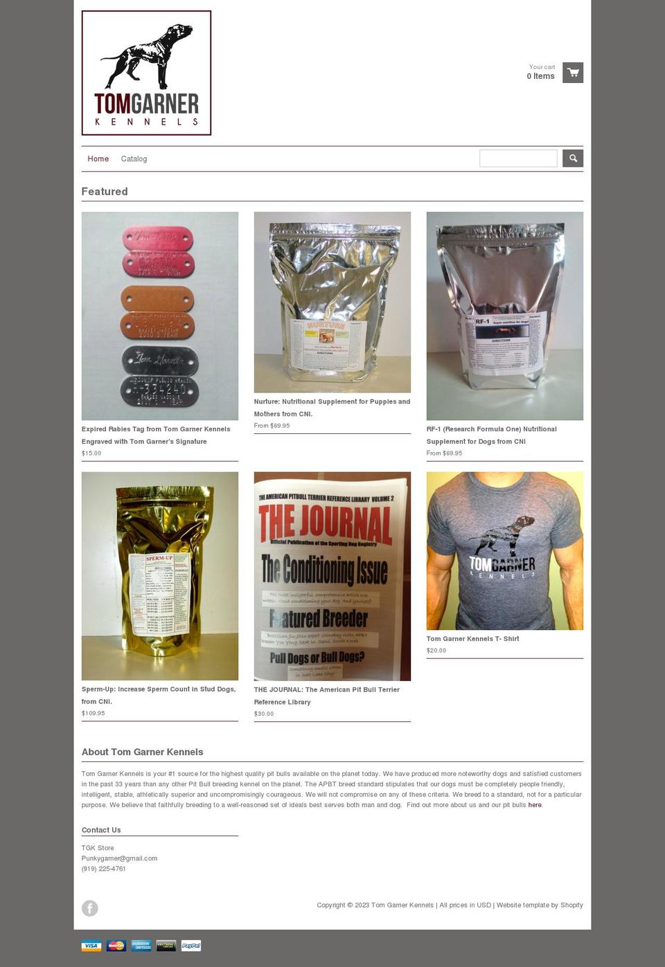 tom-garner-kennels.myshopify.com shopify website screenshot