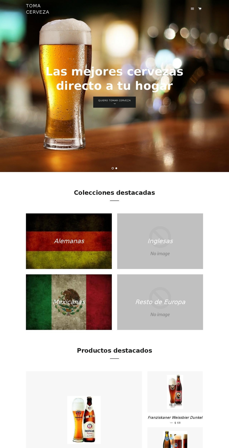 tomacerveza.com shopify website screenshot