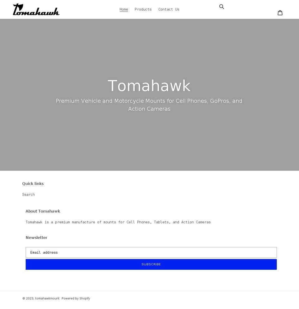 tomahawkmounts.com shopify website screenshot