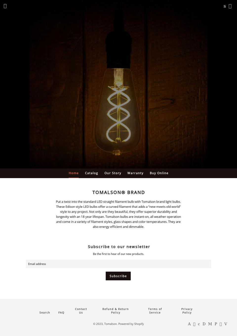 tomalson.com — Shopify storefront screenshot