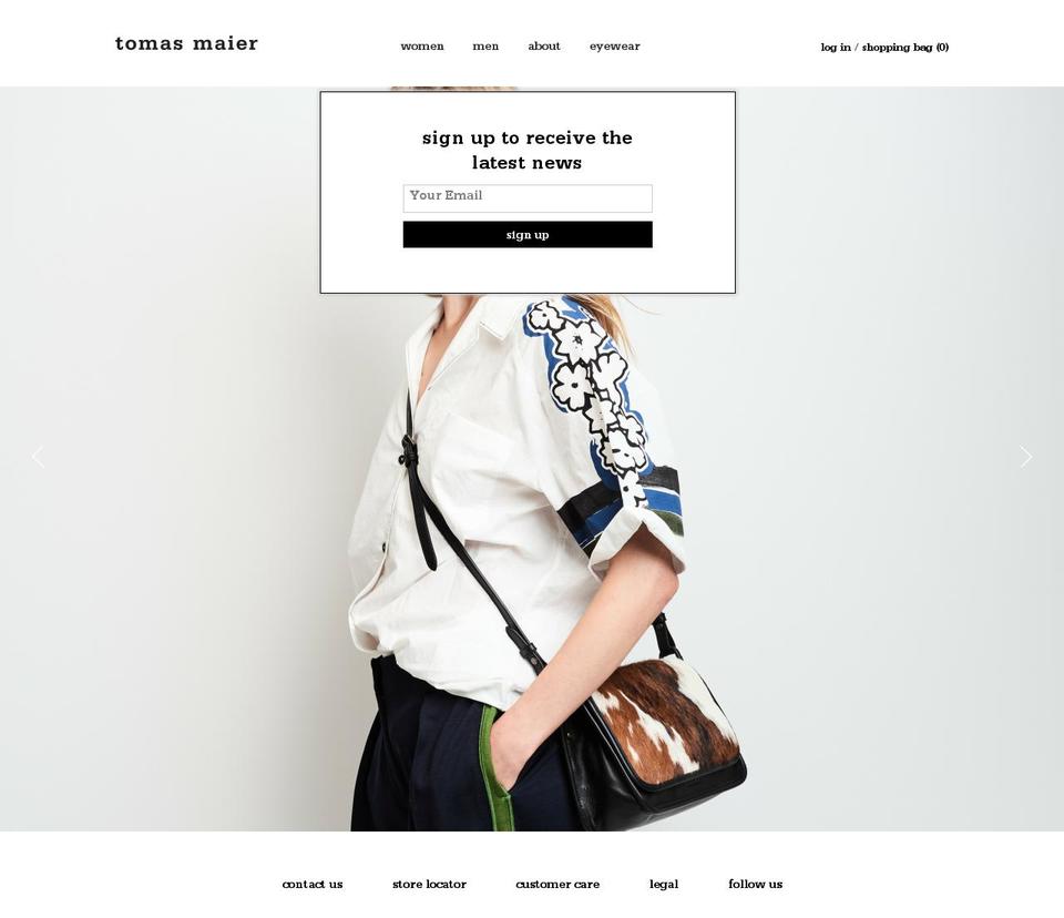 tomas-maier.net shopify website screenshot