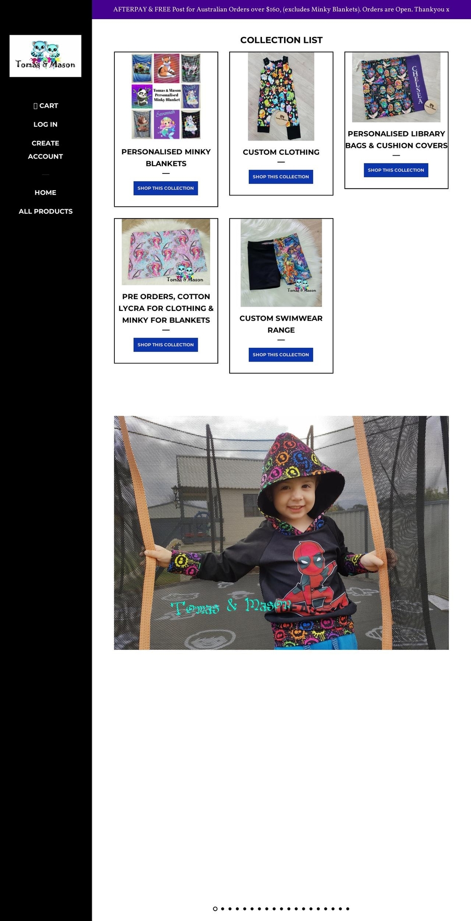 tomasandmason.com — Shopify storefront screenshot