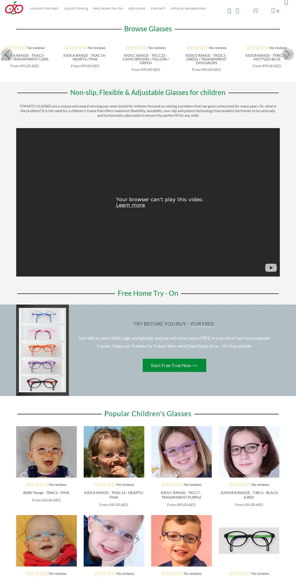 tomatoglasses.me shopify website screenshot