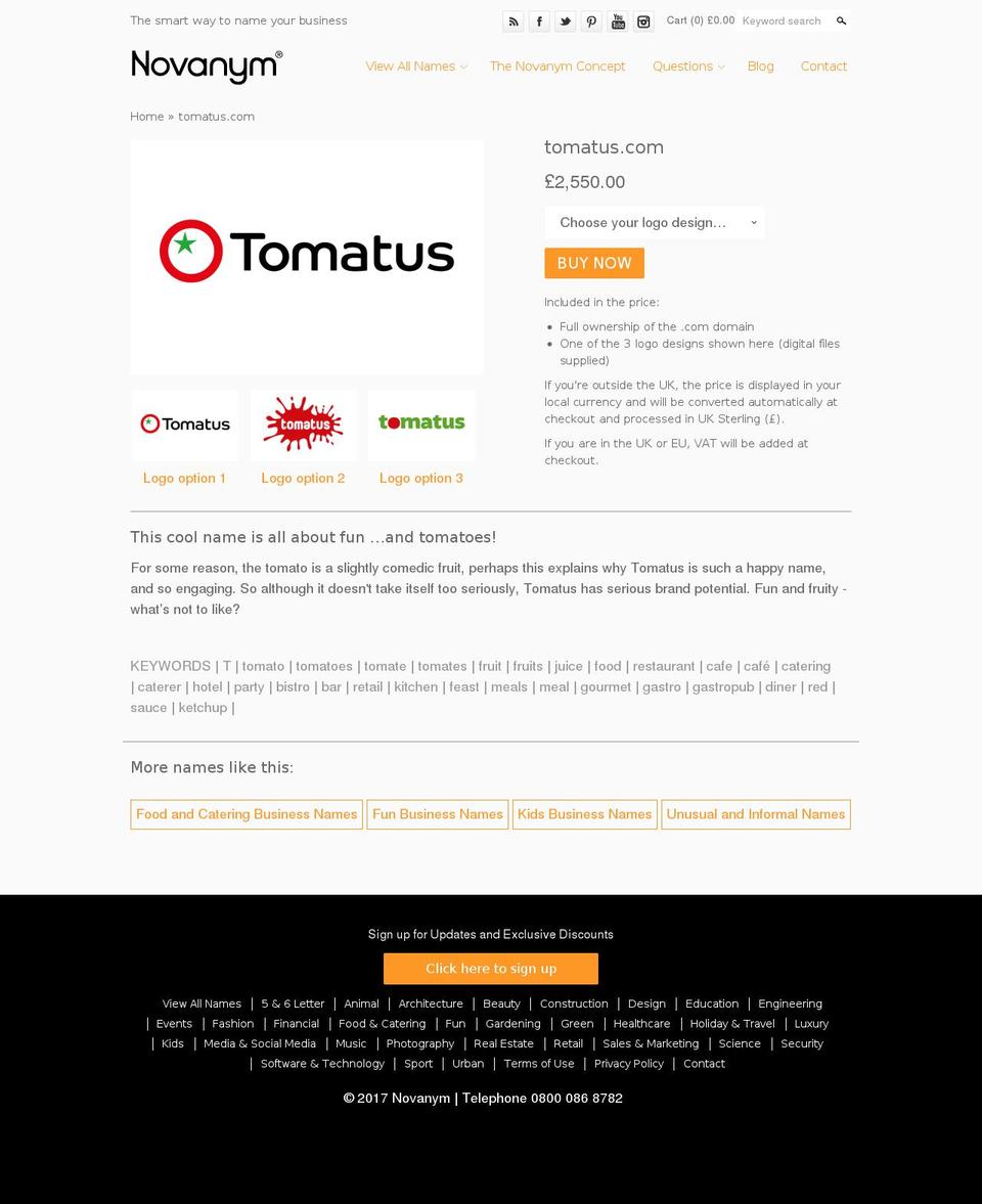 tomatus.com shopify website screenshot