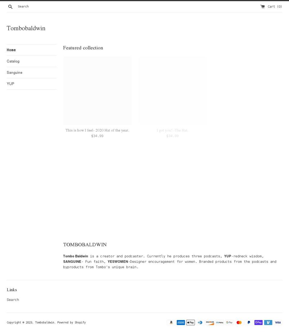 tombobaldwin.com shopify website screenshot