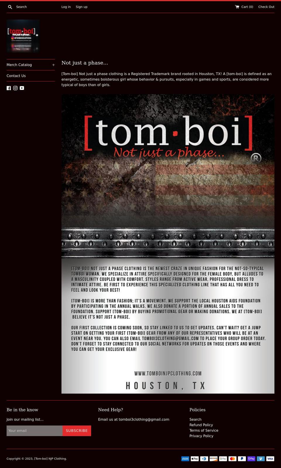 tomboinjpclothing.com shopify website screenshot