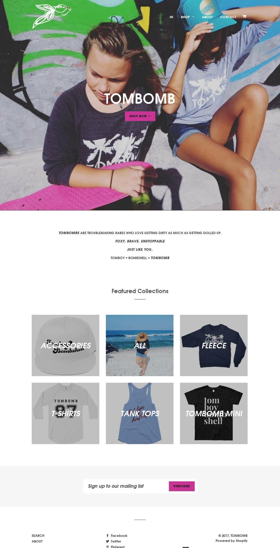 tomboybombshell.com shopify website screenshot