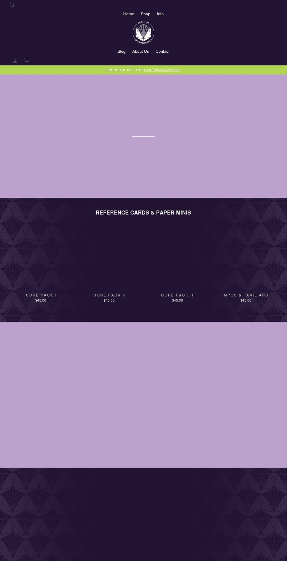 tomeofsummoning.com shopify website screenshot